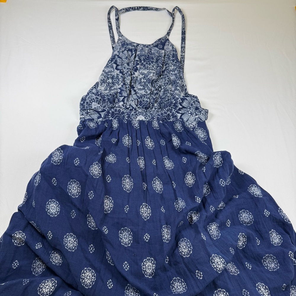 ANGL Blue and White Patterned maxi dress Small